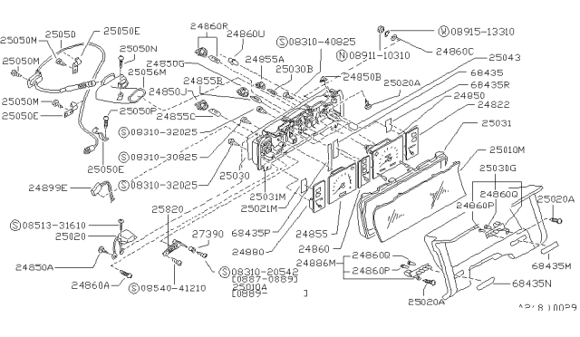 1991 Nissan Hardbody Pickup (D21) Voltage Meter Assembly Diagram for 24845-83G46