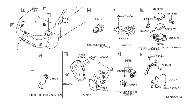 2017 Nissan Rogue Horn Assembly - Electric High Diagram for 25610-4CC0A