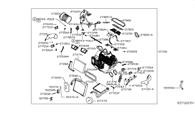 2014 Nissan Rogue Heater & Blower Unit Diagram