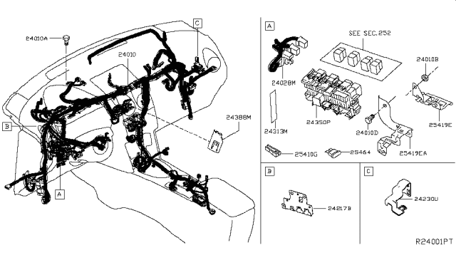 2018 Nissan Rogue Harness-Main Diagram for 24010-9TG2C