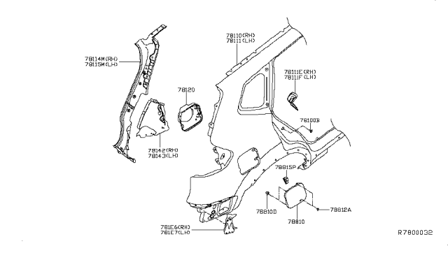 2018 Nissan Rogue Rear Fender & Fitting Diagram