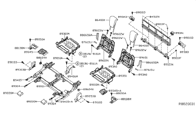 2017 Nissan Rogue Stopper Assy-3rd Seat Diagram for 71580-4BA0A