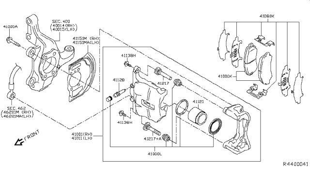 2018 Nissan Rogue Front Brake Pad Disc Kit Diagram for D1060-4GA0J