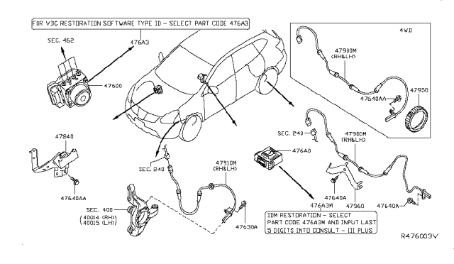 2019 Nissan Rogue Anti Skid Actuator Assembly Diagram for 47660-9TG2B
