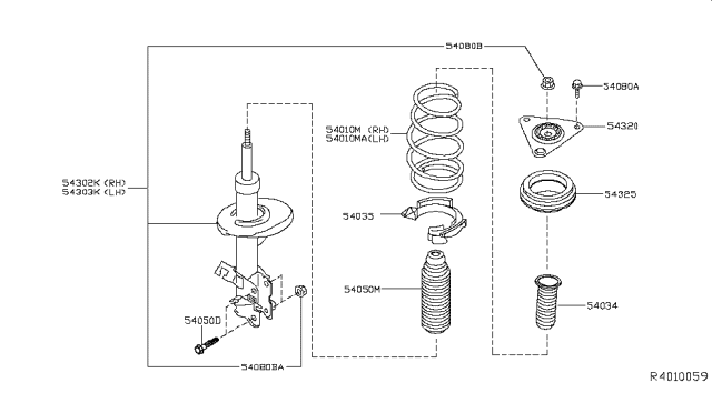 2019 Nissan Rogue Rear Spring Seat-Rubber Diagram for 54034-4BA0C