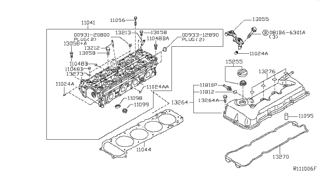 2014 Nissan Rogue Gasket-Cylinder Head Diagram for 11044-3TA0A