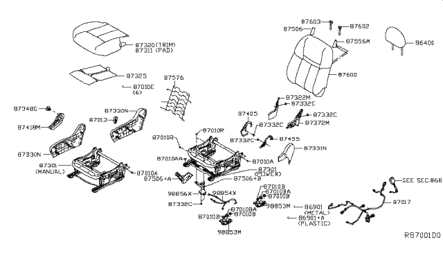 2019 Nissan Rogue Back-Seat RH Diagram for 87600-6FV7C