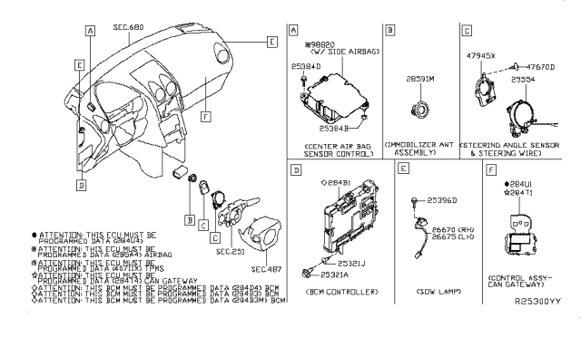 2019 Nissan Rogue Lamp Sensor Assembly-SOW,RH Diagram for 26670-3TS0C