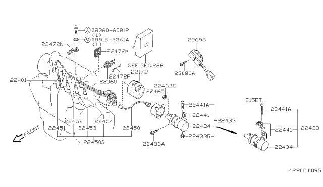 1984 Nissan Pulsar NX Ignition Coil Assembly Diagram for 22433-11M10