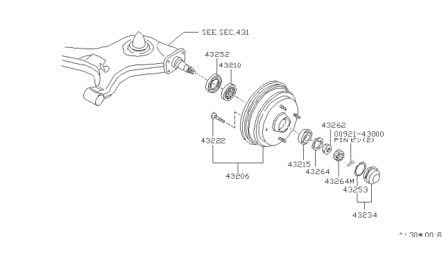 1983 Nissan Pulsar NX Bearing Rear Axle In Diagram for 43210-M7000