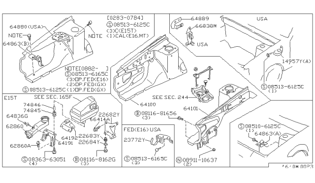 1984 Nissan Pulsar NX Hood Ledge & Fitting Diagram