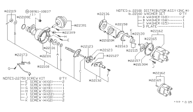 1986 Nissan Pulsar NX Rotor Head Diagram for 22157-27M02