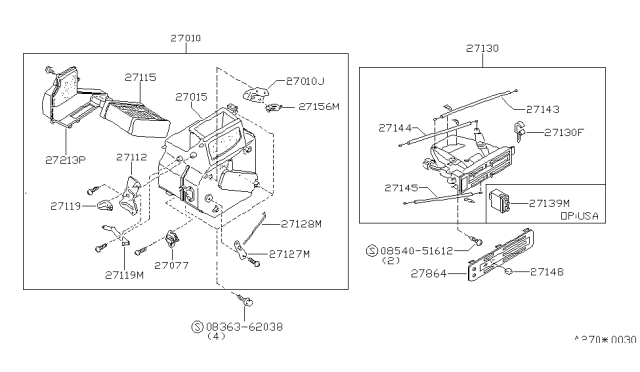 1984 Nissan Pulsar NX Link Assembly Diagram for 27155-04A00