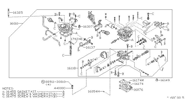1985 Nissan Pulsar NX Carburetor Assy Diagram for 16010-33M21