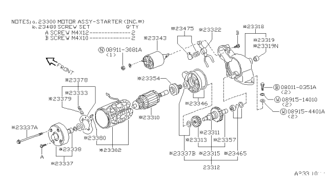 1985 Nissan Pulsar NX Switch Magnetic Diagram for 23343-M8110