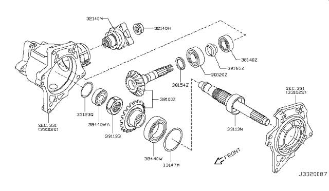 2012 Nissan Rogue Nut-Ring Gear Diagram for 33115-EN100