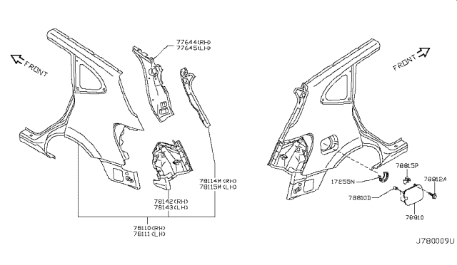 2008 Nissan Rogue Rear Fender & Fitting Diagram