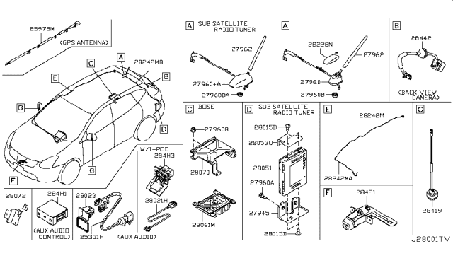 2013 Nissan Rogue Camera Assembly-Side View Diagram for 28419-1VX0B