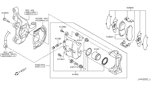 2014 Nissan Rogue Front Brake Pads Kit Diagram for D1M60-JE00A