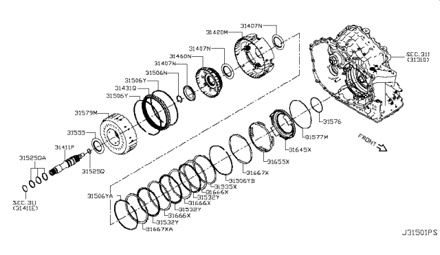 2010 Nissan Rogue Ring-Seal Diagram for 31525-1XF0B