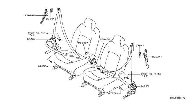 2015 Nissan Rogue Front Seat Buckle Belt Assembly Diagram for 86842-JM05B