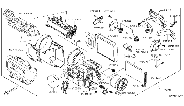 2010 Nissan Rogue Support-Heater Core Diagram for 27148-JG42A