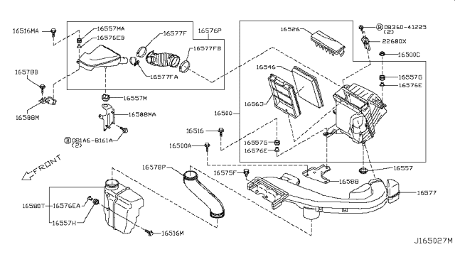 2015 Nissan Rogue Air Cleaner Cover Diagram for 16526-JG30A