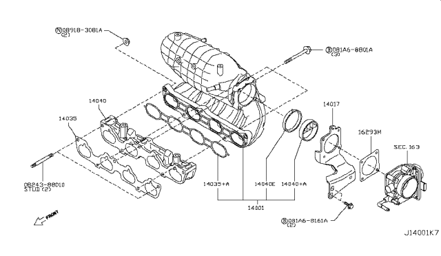 2014 Nissan Rogue Gasket-Adapter Diagram for 16175-JG31A