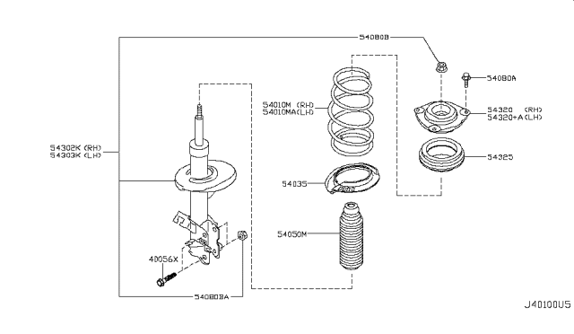 2015 Nissan Rogue Strut Kit-Front Suspension,RH Diagram for E4302-1VK0A