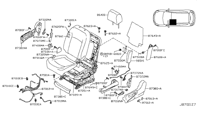 2015 Nissan Rogue Front Seat Diagram 1