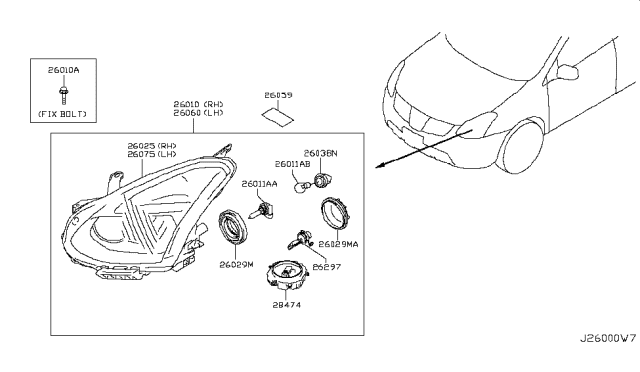 2012 Nissan Rogue Cover-Socket Diagram for 26029-AE000