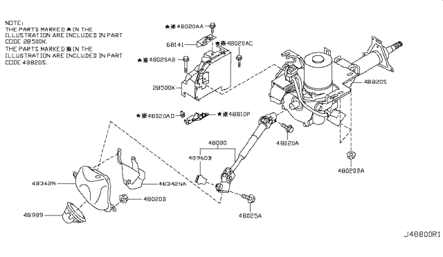 2014 Nissan Rogue Shaft Steer Column Diagram for D8820-JM00C