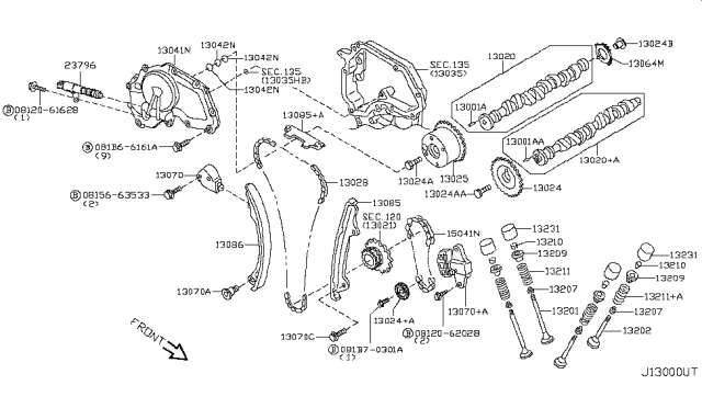 2013 Nissan Rogue Guide-Chain,Slack Side Diagram for 13091-1JB1A