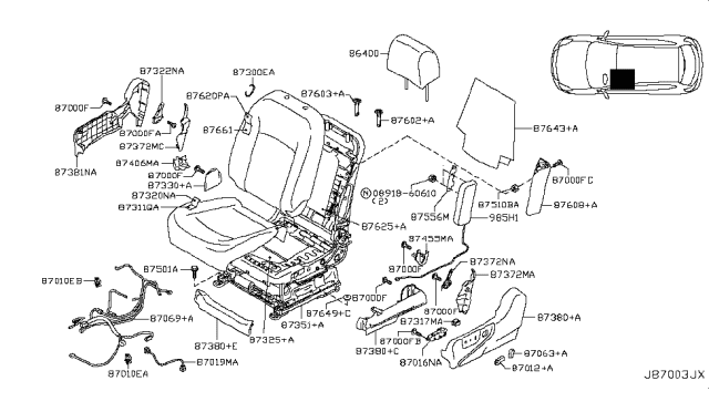 2011 Nissan Rogue Front Seat Diagram 1