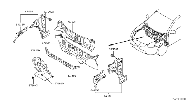2015 Nissan Rogue Dash Panel & Fitting Diagram