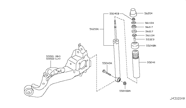 2015 Nissan Juke ABSORBER Kit - Shock, Rear Diagram for E6210-1KD3A