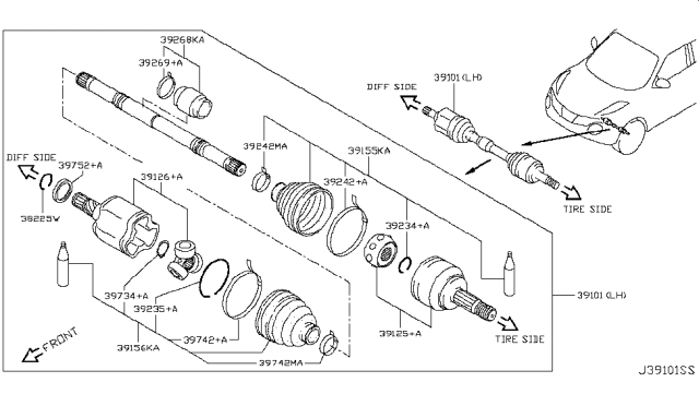 2016 Nissan Juke Joint Assembly Outer Diagram for 39711-1KB0A