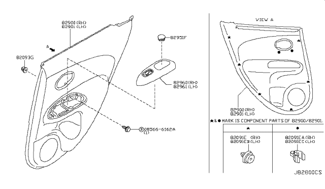2011 Nissan Juke Rear Door Trimming Diagram