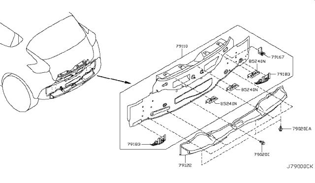 2015 Nissan Juke Rear,Back Panel & Fitting Diagram 2