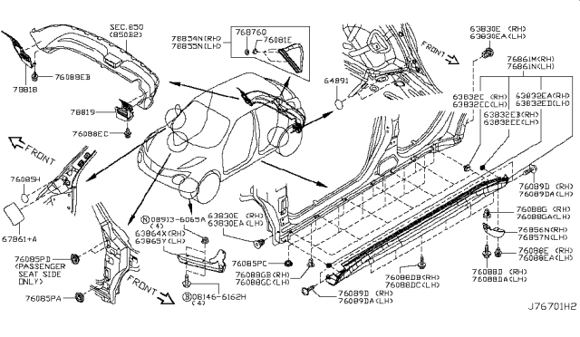 2015 Nissan Juke Clip Diagram for 76882-EG01A