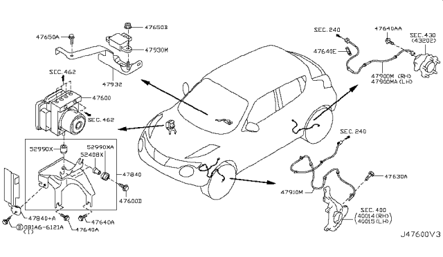2013 Nissan Juke Insulator-Valve Mounting Diagram for 52990-ED500