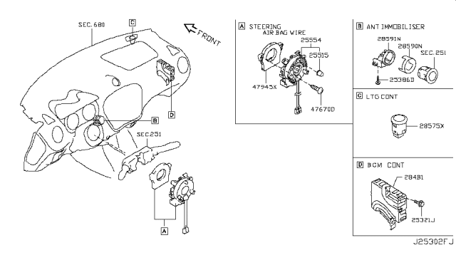 2015 Nissan Juke Body Control Module Assembly Diagram for 284B1-1KM4E