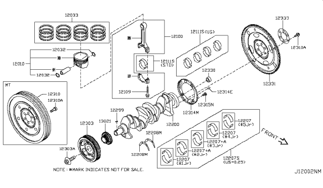 2014 Nissan Juke Sprocket-Crankshaft Diagram for 13021-CK80A