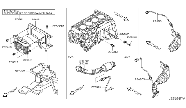 2017 Nissan Juke Blank Engine Control Module Diagram for 23703-BV81A