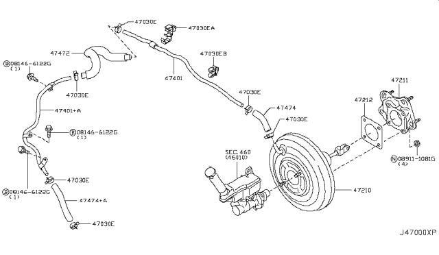 2012 Nissan Juke Tube-Booster To Tank Diagram for 47401-1KE2A