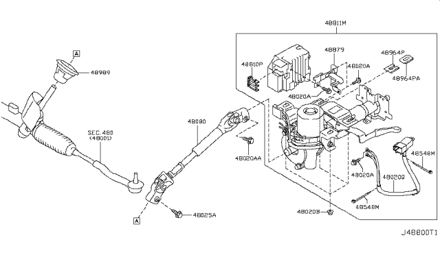 2014 Nissan Juke Control Unit & Motor Assembly-Eps Diagram for 48811-3YW1A