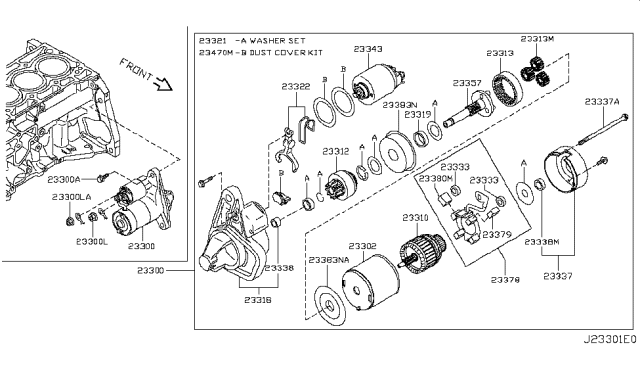2017 Nissan Juke Brush Assy Diagram for 23380-0M30A