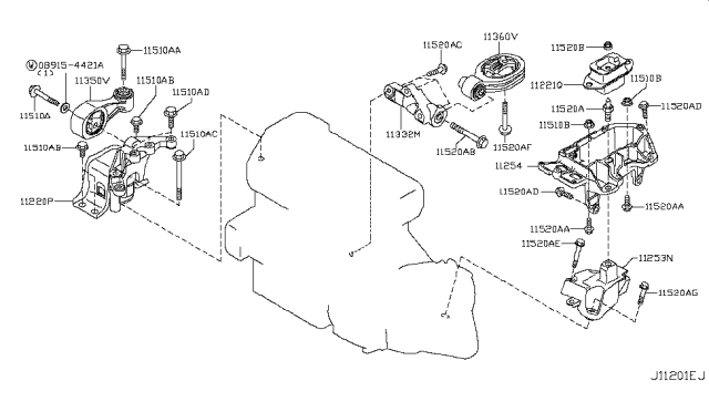 2013 Nissan Juke Engine Mounting Insulator Left Diagram for 11220-1KG0A