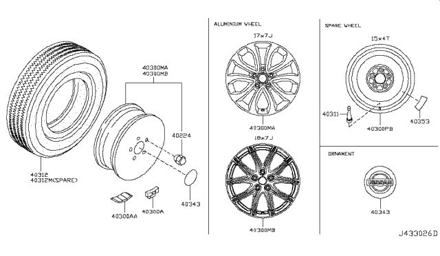 2017 Nissan Juke Road Wheel & Tire Diagram 1