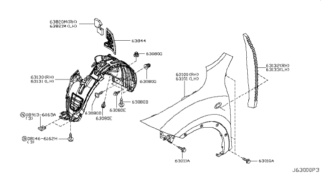 2015 Nissan Juke Front Fender & Fitting Diagram 2